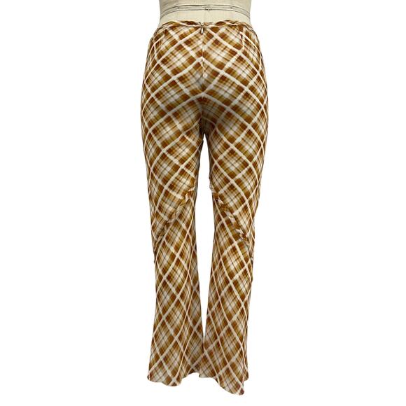 Bec + Bridge 'Sunflower' Tan Silk Check Pant Size 2 - Picture 3 of 5